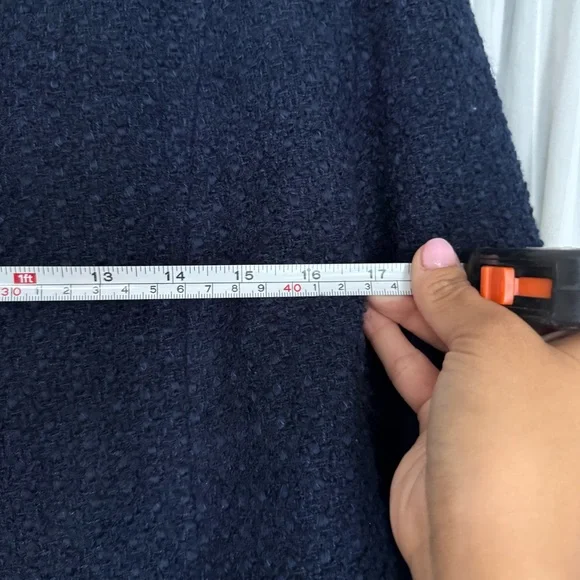 Aqua Navy Blazer Women’s Medium Tweed Jacket Gold Button Classic Chic - Picture 9 of 11